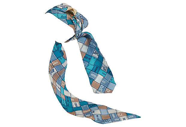 Hermès Blue Ribbons Silk Twilly Scarf