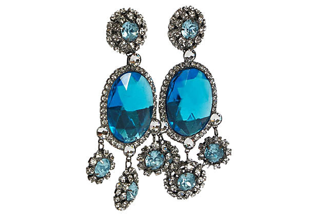 Vrba Bright Blue Chandelier Earrings
