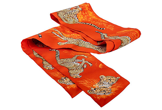 Hermes Orange Guepards Maxi Twilly Thin