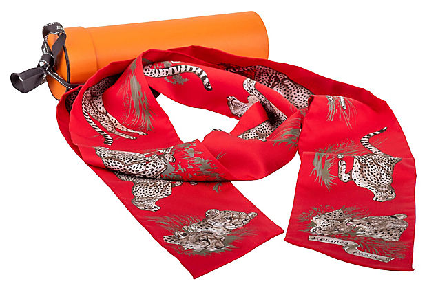 Hermes Red Guepards Maxi Twilly Thin BNB