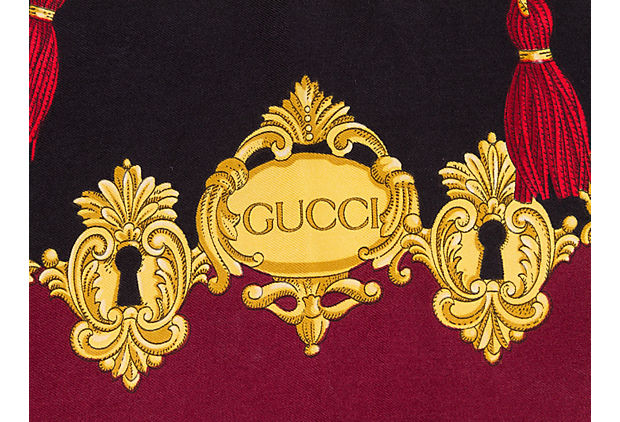 Gucci Burgundy Silk Twill Key Scarf