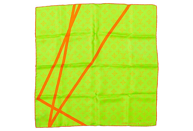 Vuitton LIm.Ed. Fluo Green Silk Scarf