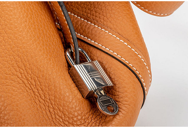 Hermes Picotin Lock Bag Clemence Leather Palladium Hardware In Orange