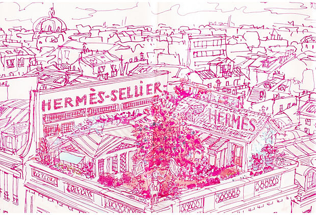 Hermès Fuchsia Le Jardin Silk Gavroche