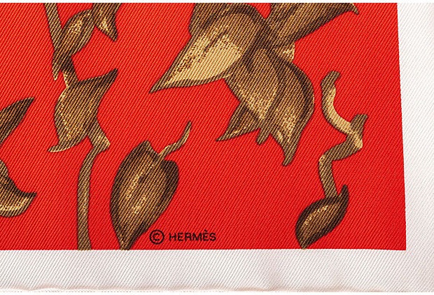 Hermes Red Tiger Cubs Silk Gavroche
