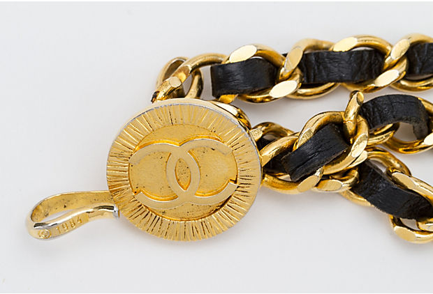 Chanel Triple Strand Gold x Leather Belt