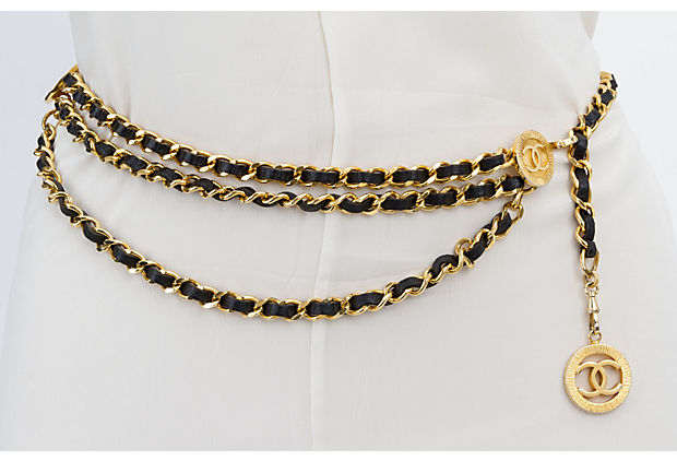 Chanel Pearl Necklace 3 CC Logo Gold Chain Classic
