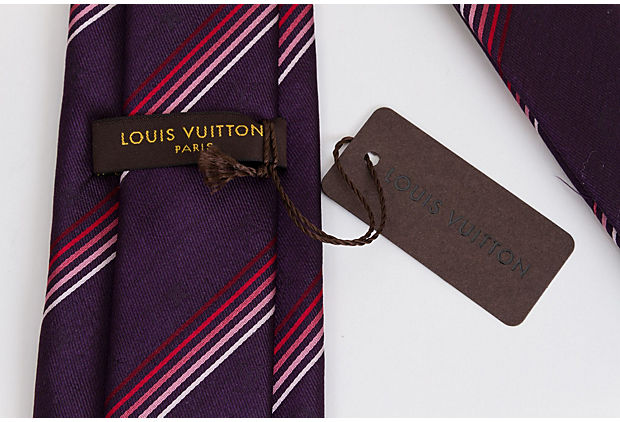 Louis Vuitton Silk Stripe Burgundy Tie - Vintage Lux