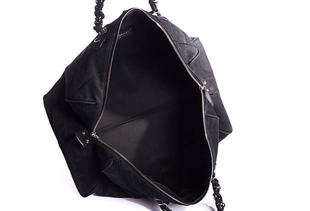 Chanel Black Suede Large Gym Bag - Vintage Lux