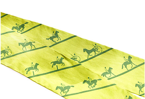 Hermès Lime Green Horses Twilly Scarf