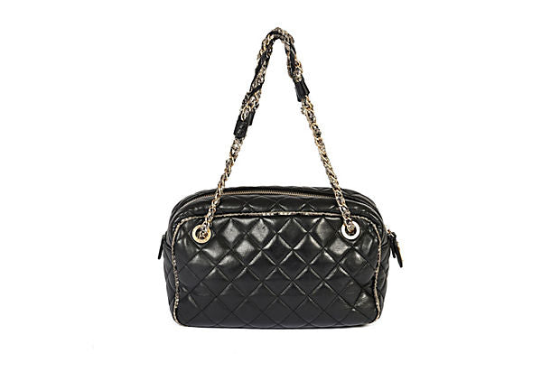 Chanel Black & Gray Tweed Shoulder Bag