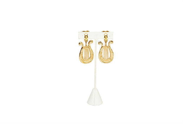 YSL Lira Gold Clip Dangle Earrings