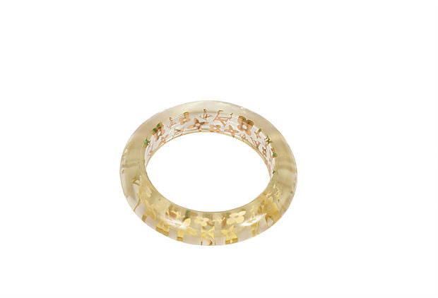 Louis Vuitton Clear Resin Monogram Inclusion Ring - Size L