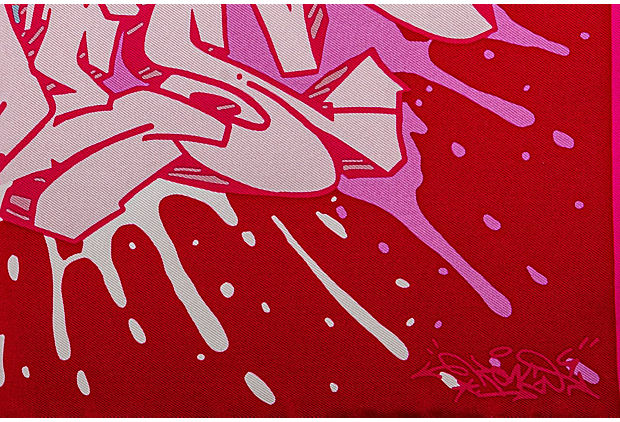 Hermes Fuchsia Graffiti Silk Sm Scarf