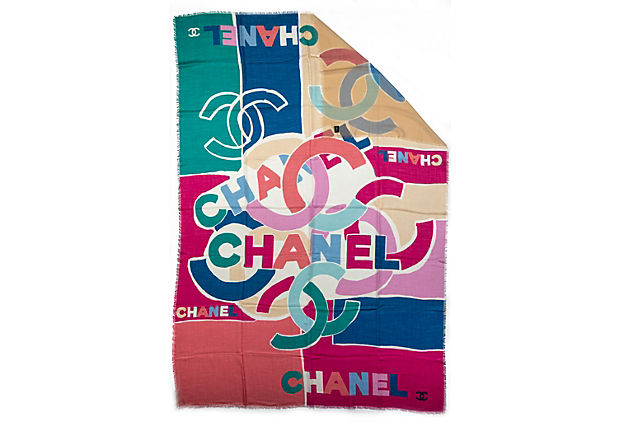 Chanel BN Cashmere Multicolor Logo Shawl