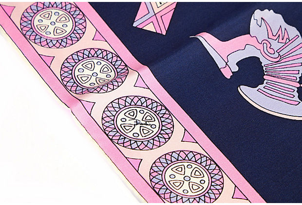 Pucci Vintage Navy Pink Silk Scarf