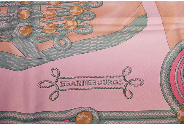 Hermes Pink Brandebourg Silk Scarf
