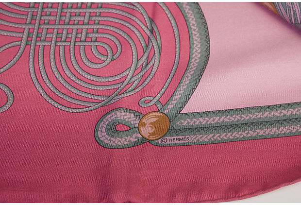 Hermes Pink Brandebourg Silk Scarf