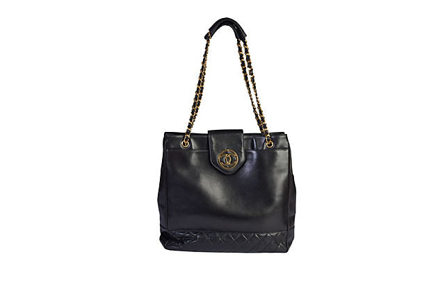 Chanel 90s Black Large Shoulder Bag - Vintage Lux