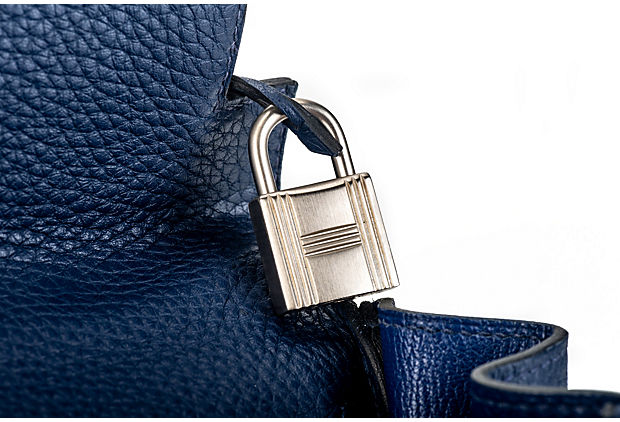 Hermes Kelly 32 Inner sewing Taurillon Clemence handbag Blue pale