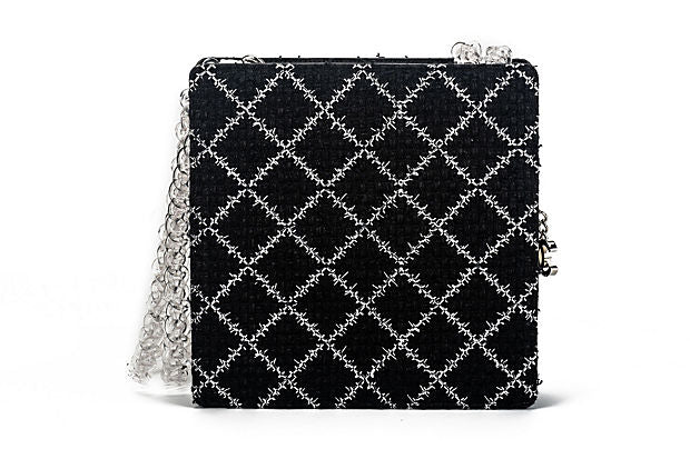 Chanel New Black Tweed Clear Lucite Bag