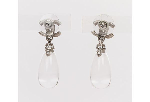 Chanel CC pierced earring w/lucite drops - Vintage Lux