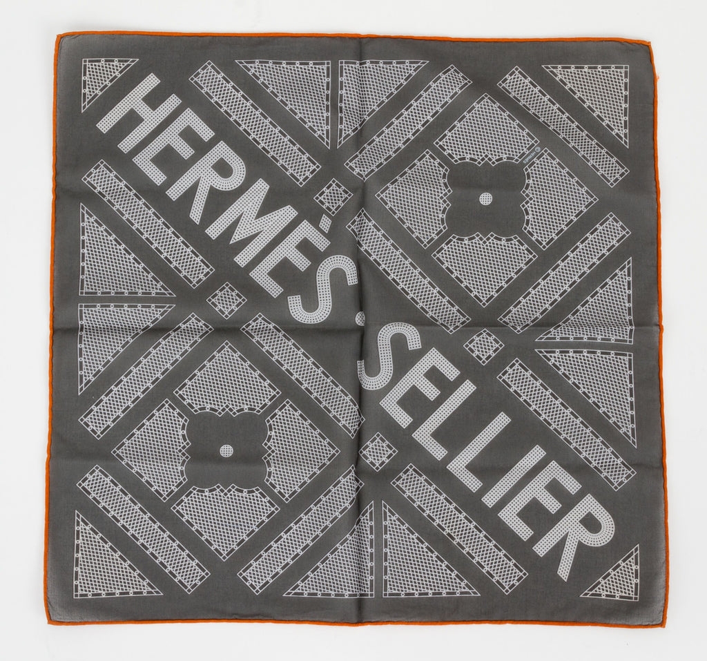 Hermès Grey Geometric Cotton Pochette